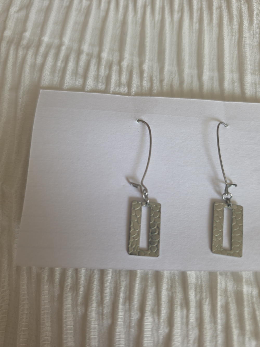 Silver Rectangular Openwork Drop Earrings - Picture 3 of 4
